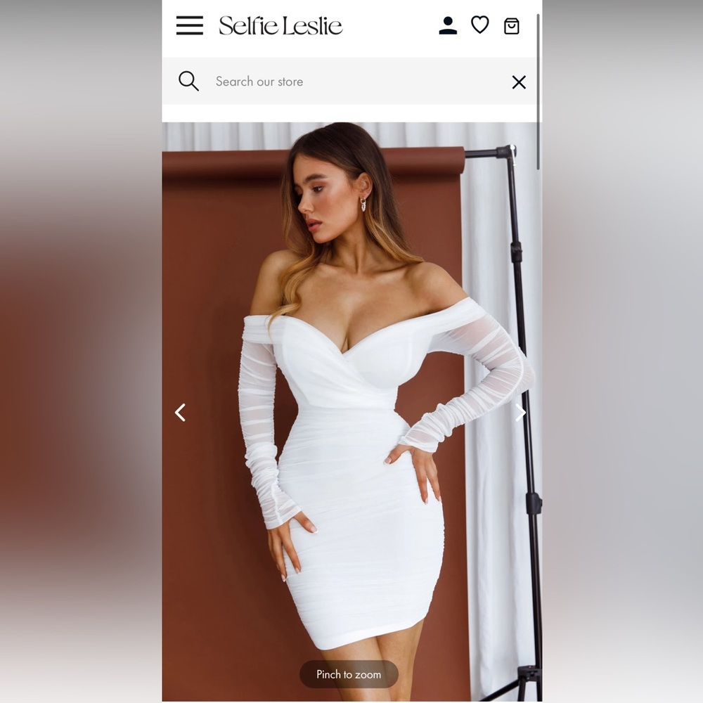 MOONRISE OFF-SHOULDER LONG SLEEVE RUCHED DRESS WHITE